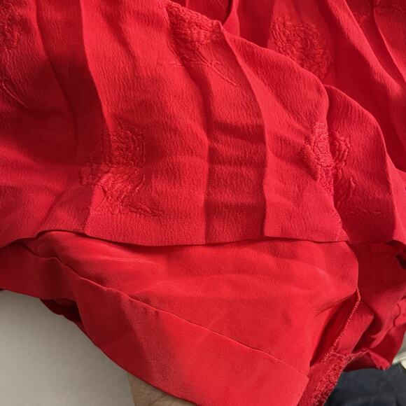 Vintage Tonico Paris Women's Red Floral Textured Midi Dress Est. Size M 80’s - Picture 13 of 13